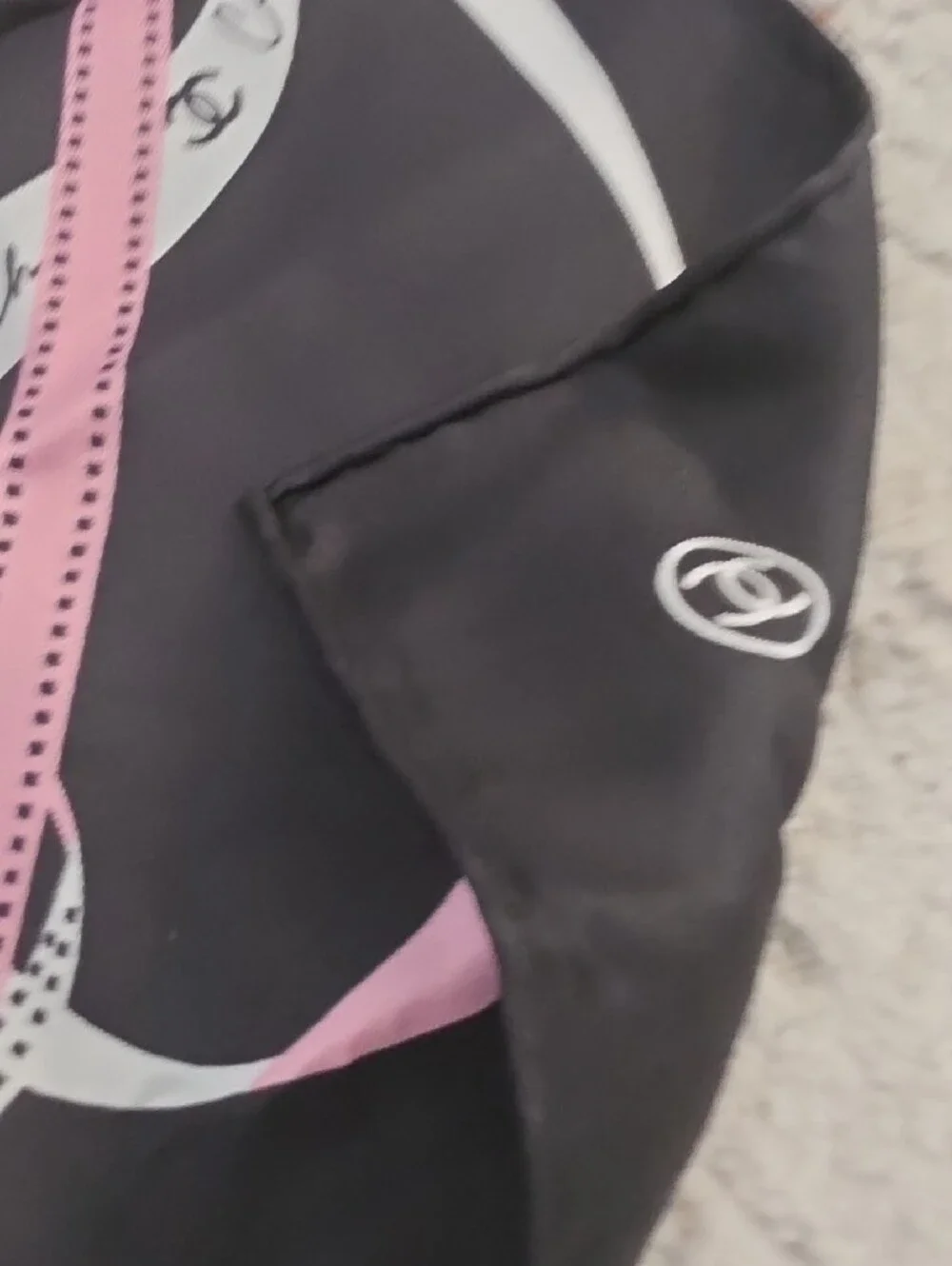CHANEL Pink and Black Ribbon Scarf